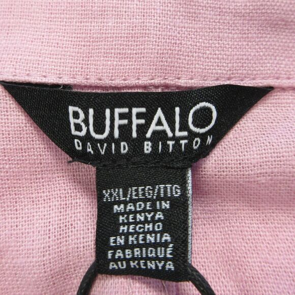 BUFFALO DAVID BITTON Linen Blend Button Front Shirt XXL Fidji Pink Top 2XL NWT - Picture 4 of 9